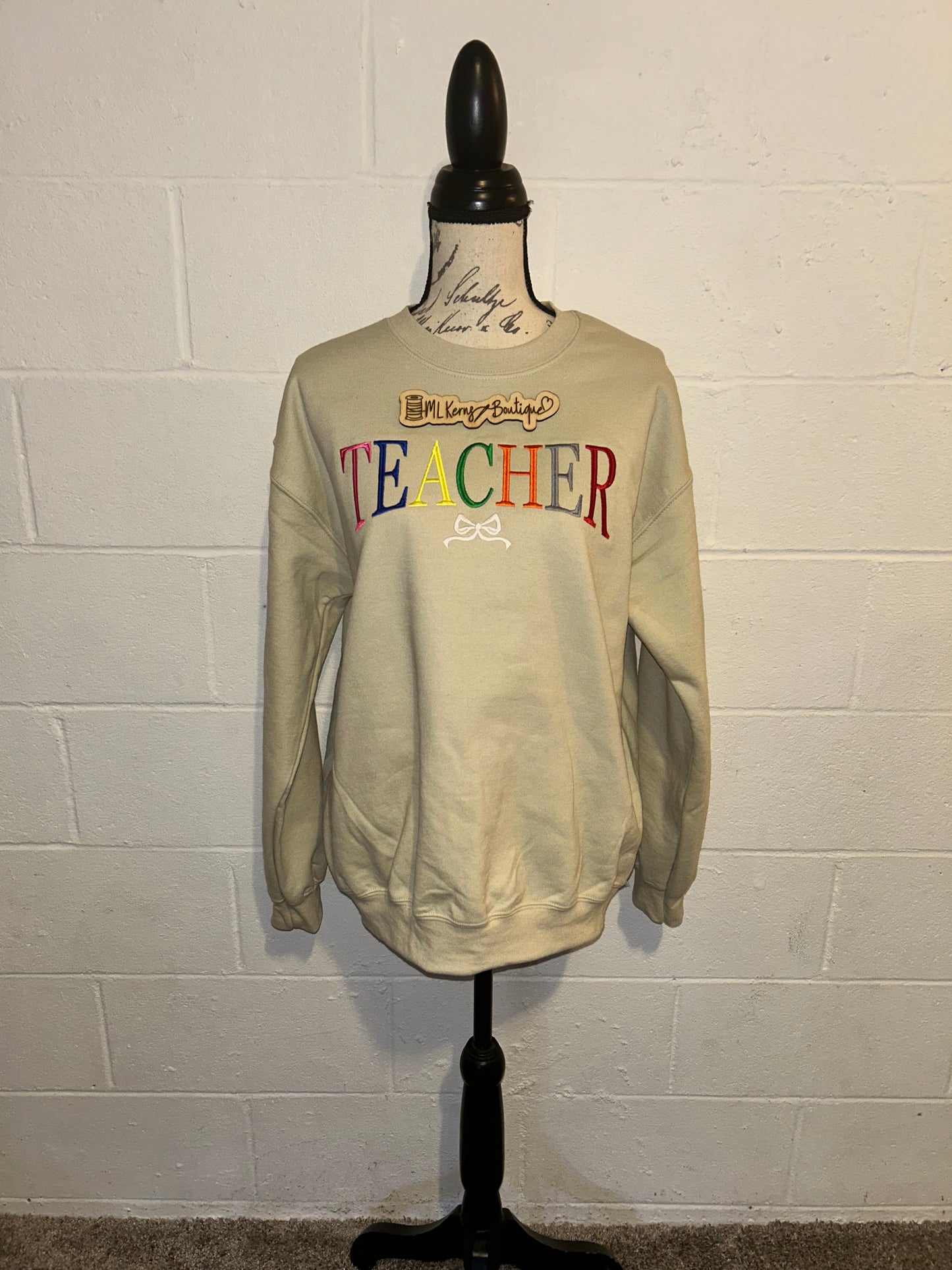 Teacher bow crewneck