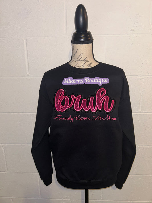Bruh embroidered glitter crewneck