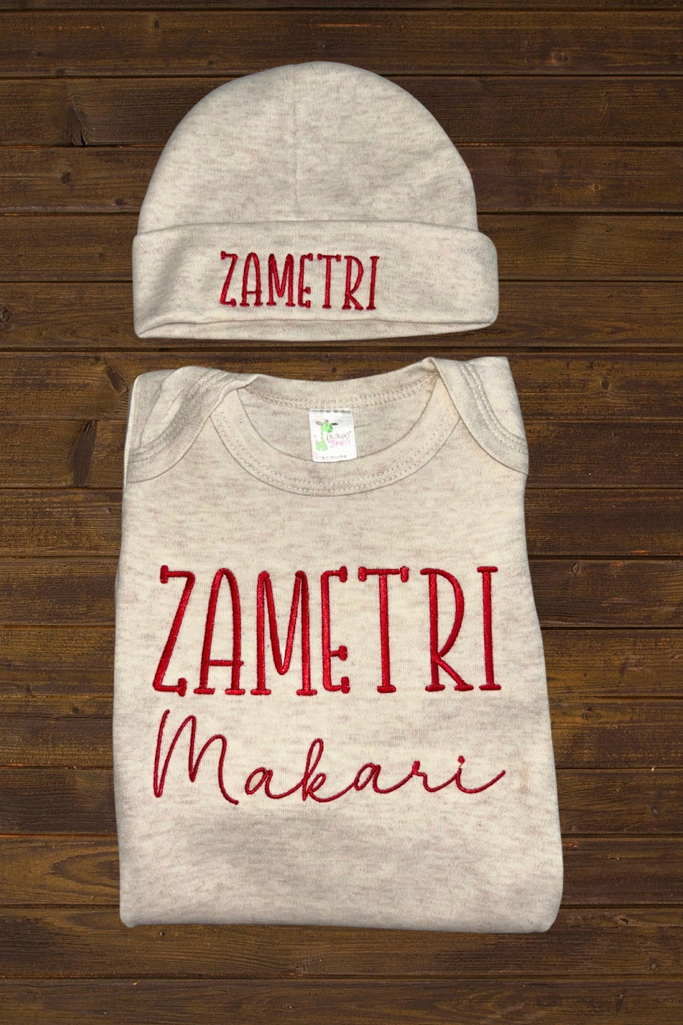baby name gown & hat
