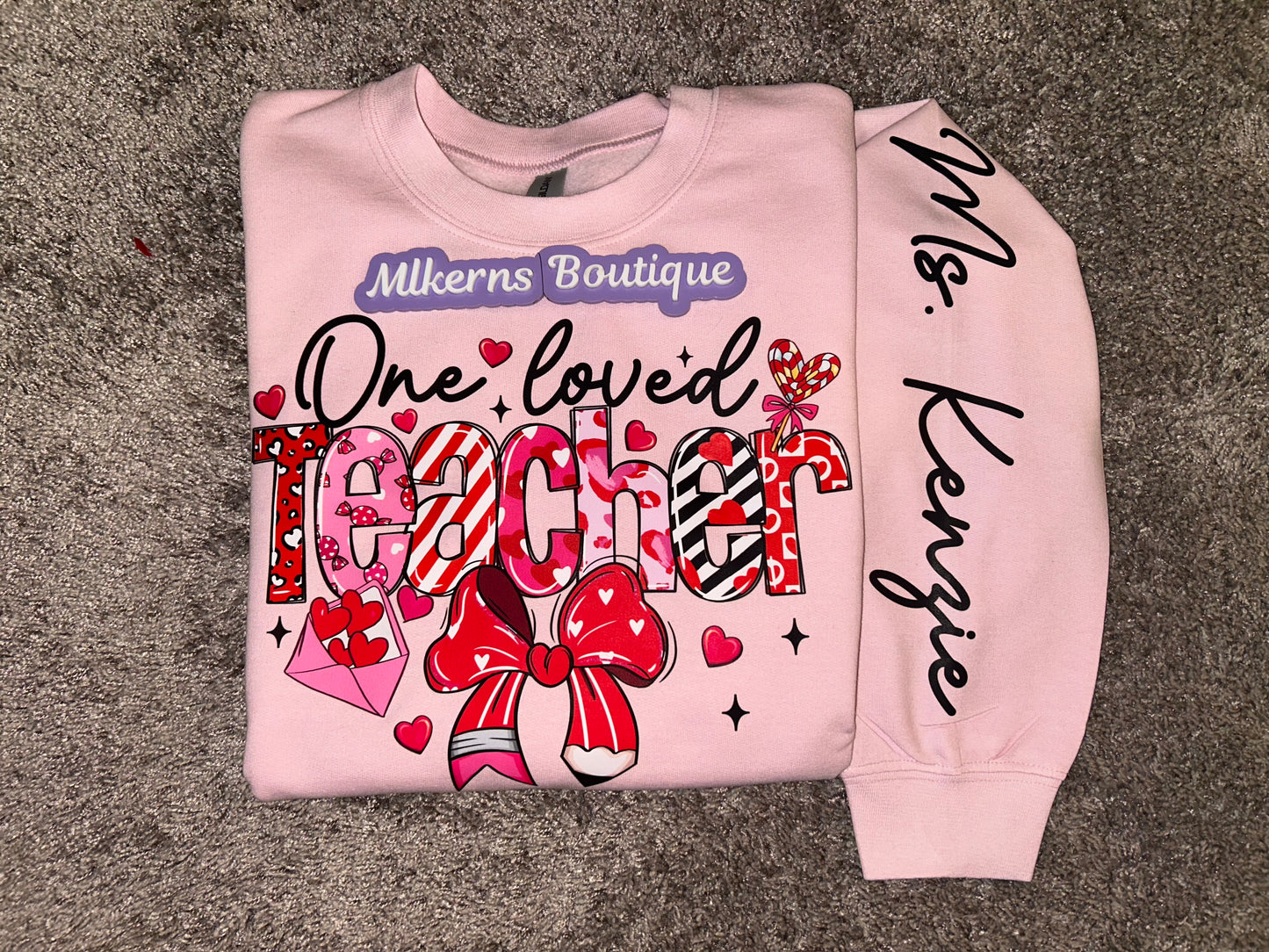 One loved teacher crewneck