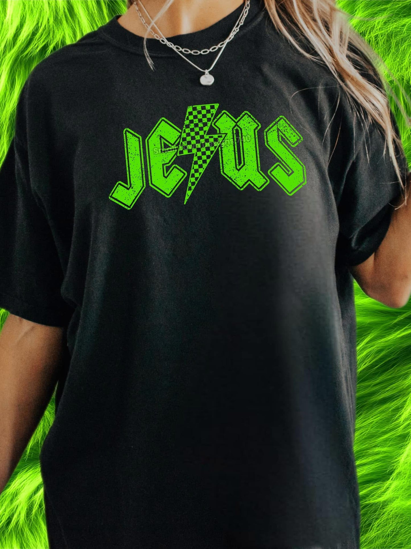 Jesus Lime Green T Shirt