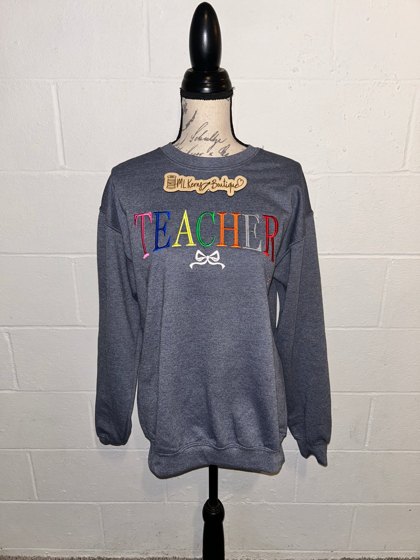 Teacher bow crewneck