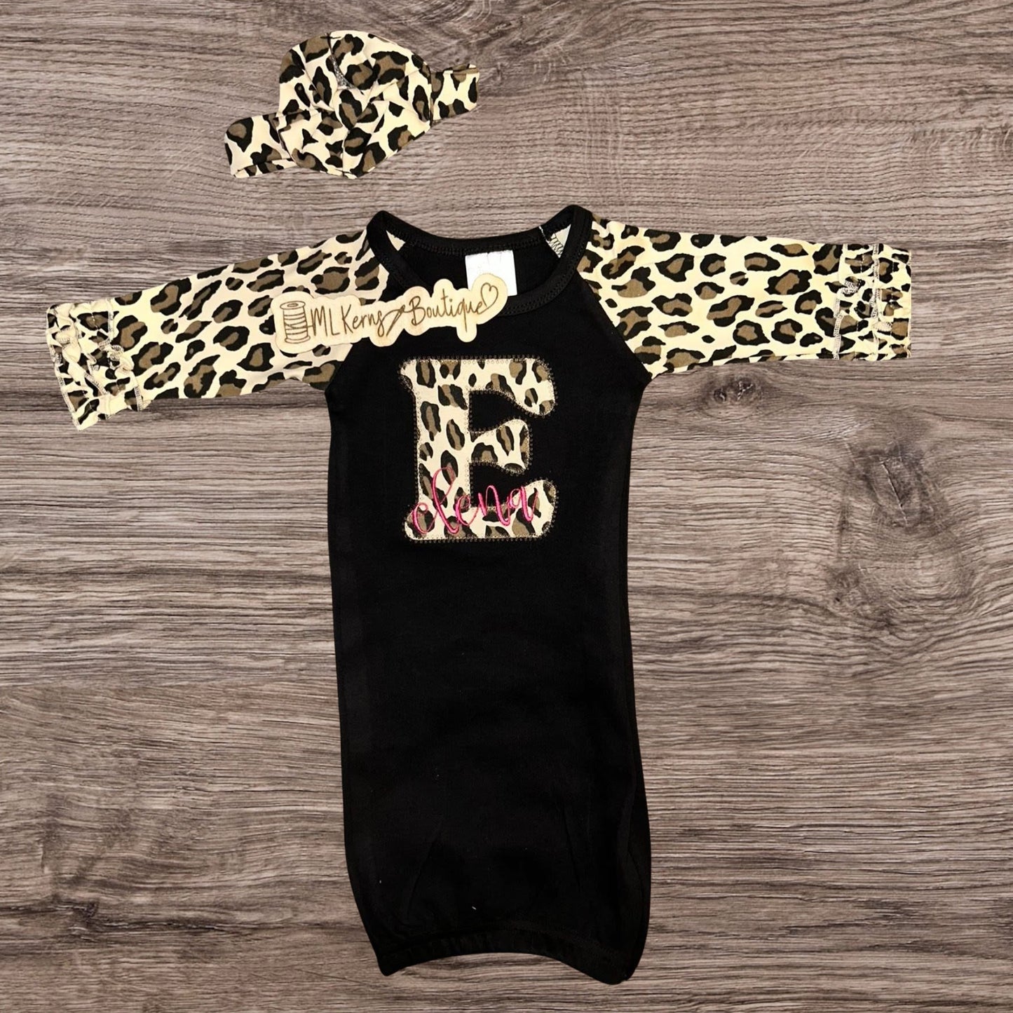 Personalized baby initial & name gown
