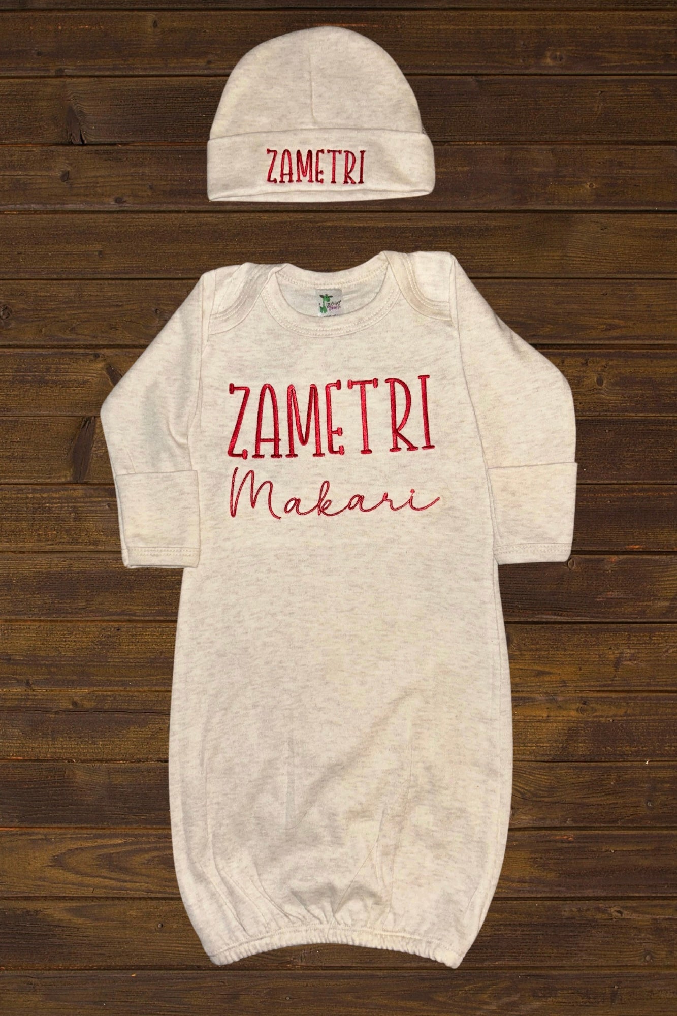baby name gown & hat