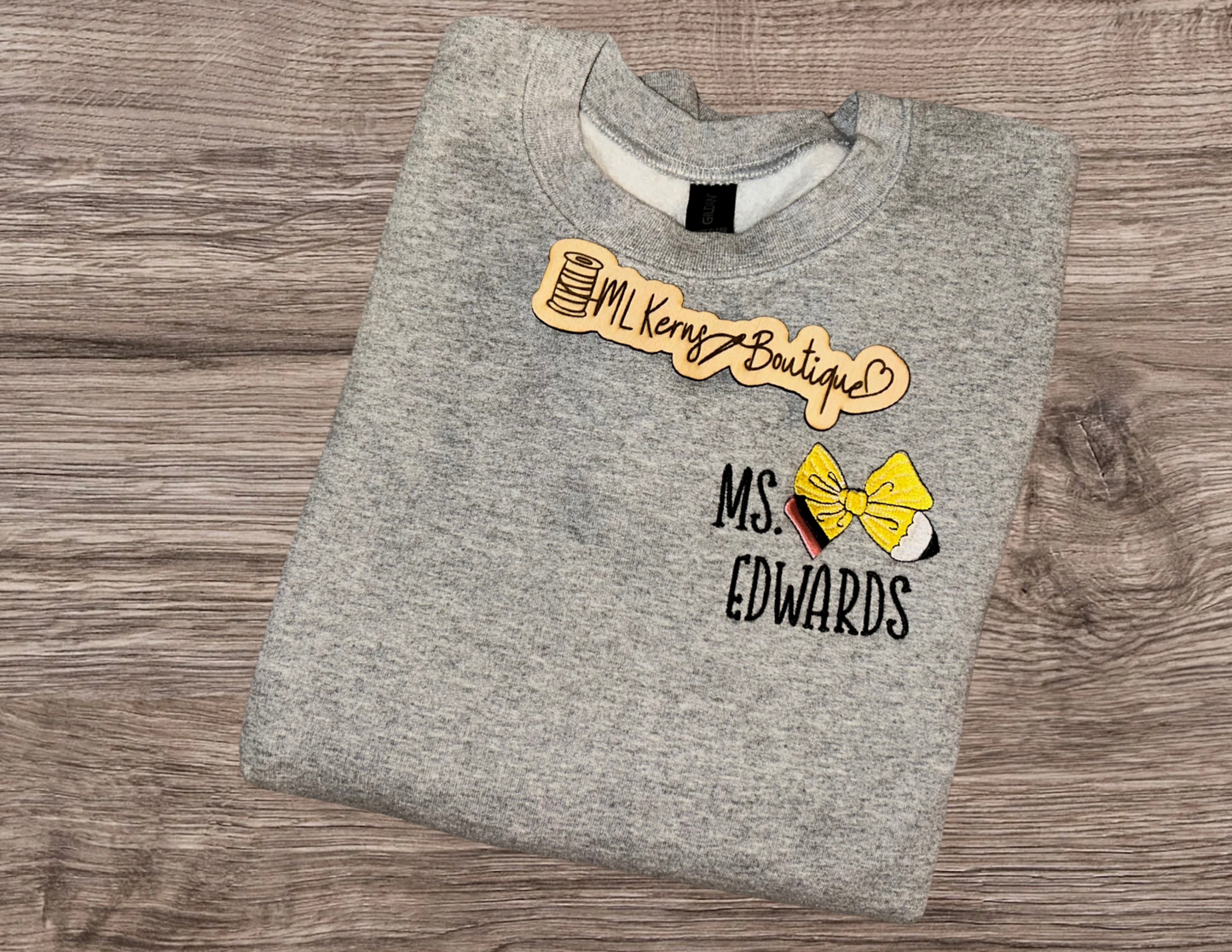 Personalized Teacher Pencil Bow Crewneck