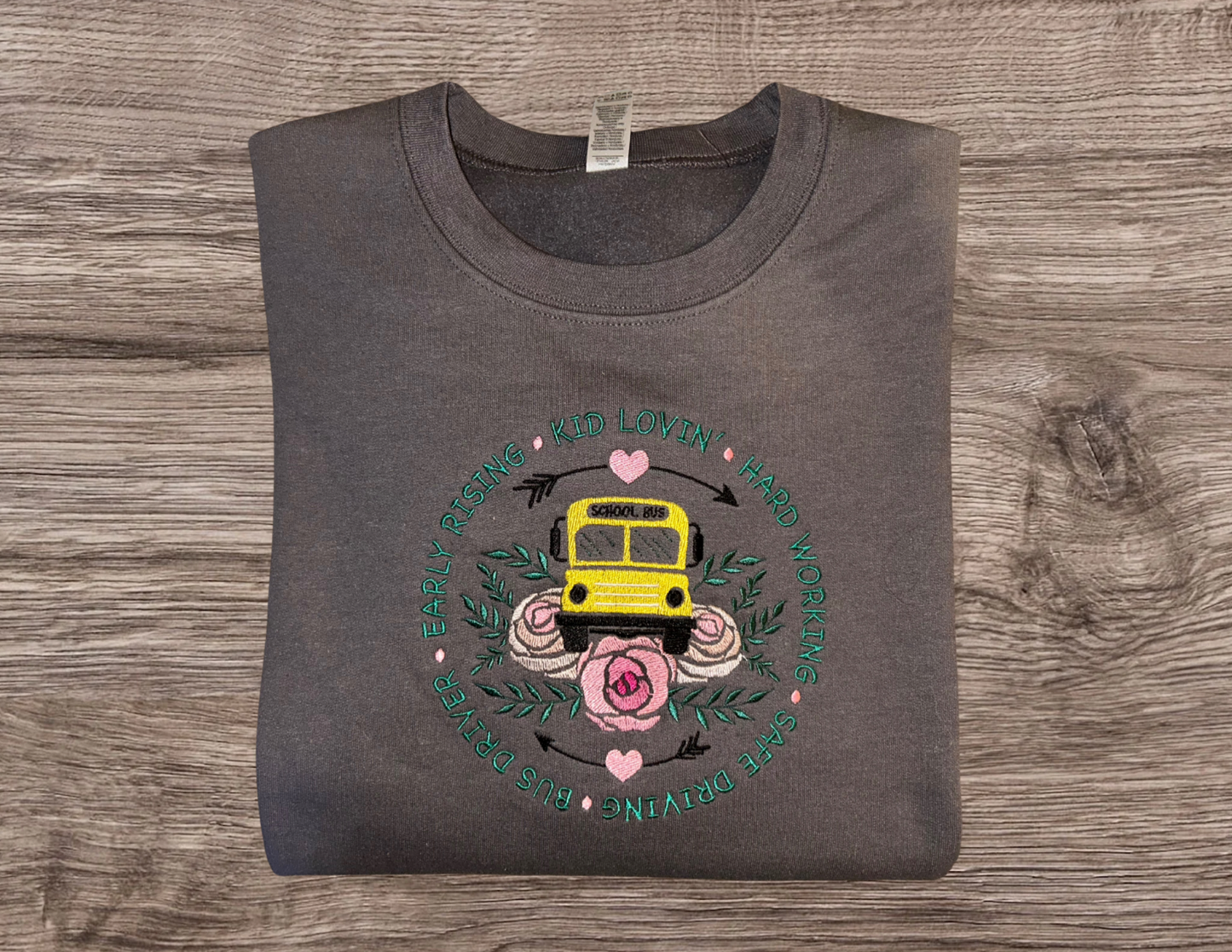 School bus driver embroidery sweatshirt