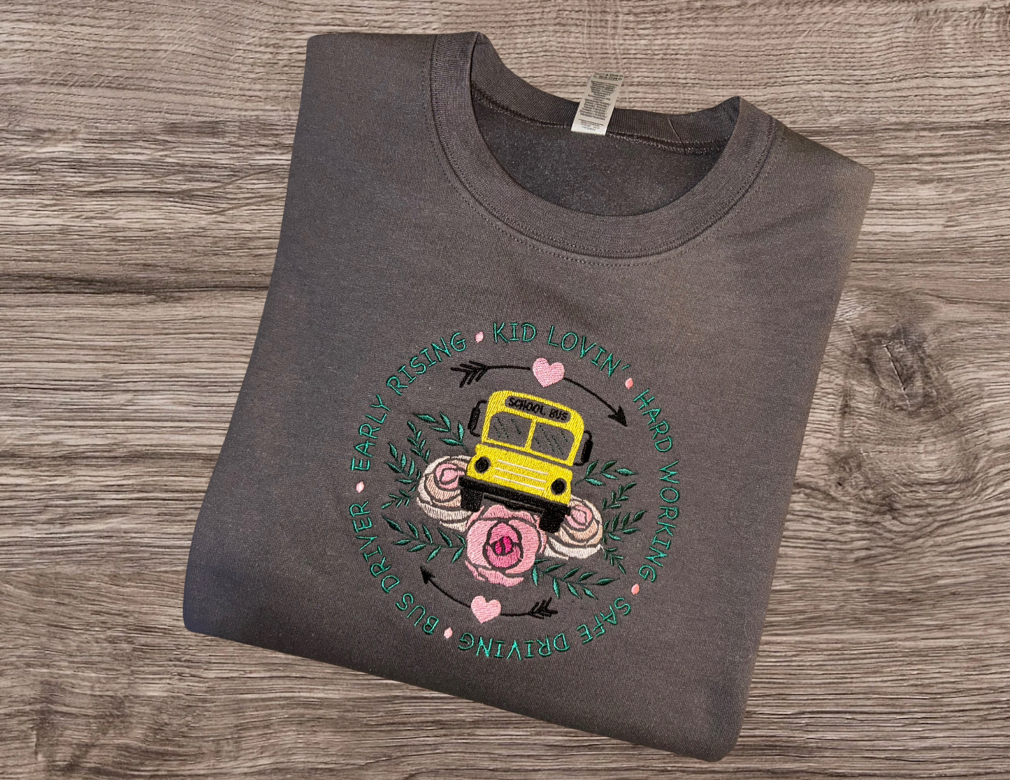 School bus driver embroidery sweatshirt