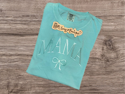 Mama coquette bow embroidery t shirt