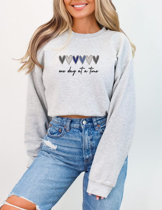 One day at a time embroidered crewnecks