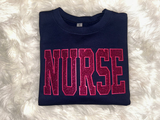 Nurse glitter embroidered sweatshirt