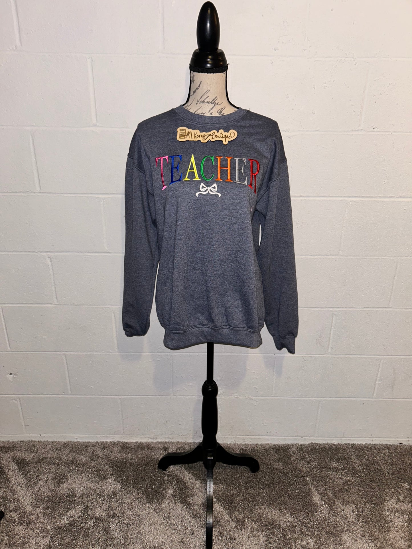 Teacher bow crewneck