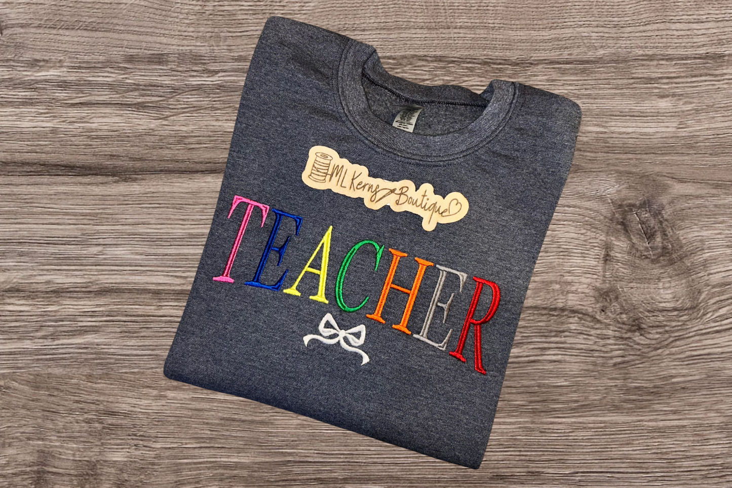 Teacher bow crewneck