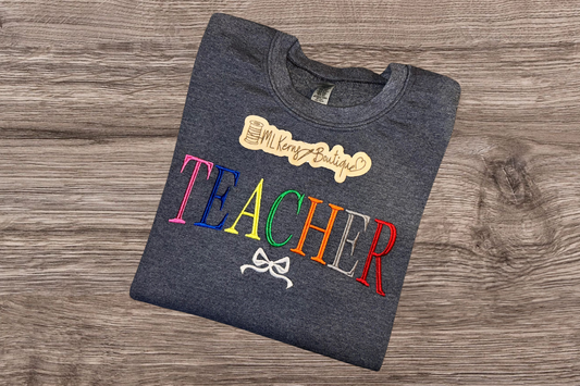 Teacher bow crewneck