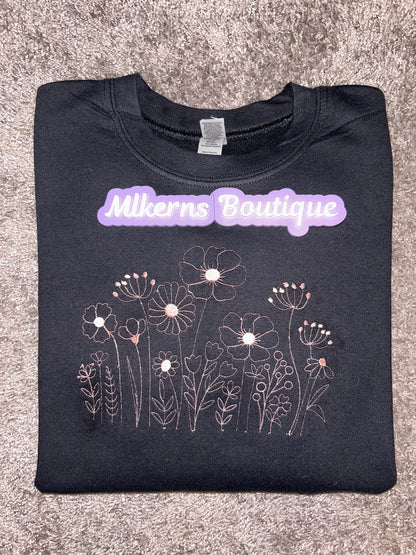 Flower embroidered sweatshirt