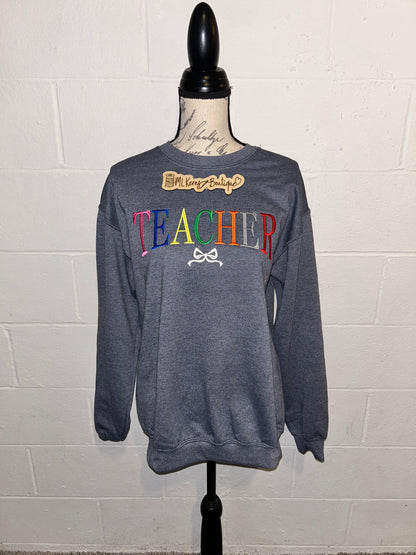 Teacher bow crewneck
