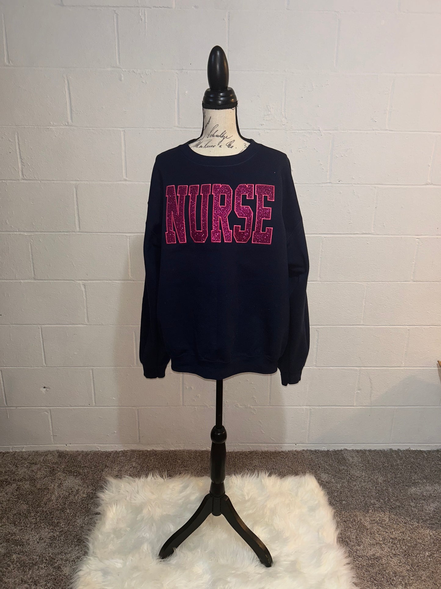 Nurse glitter embroidered sweatshirt