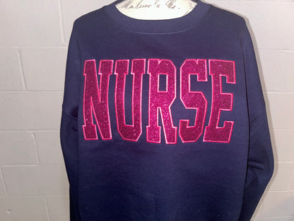 Nurse glitter embroidered sweatshirt