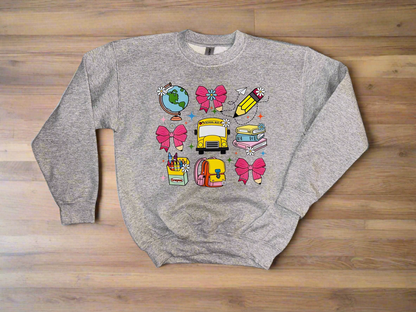 School coquette bow youth sweatshirt