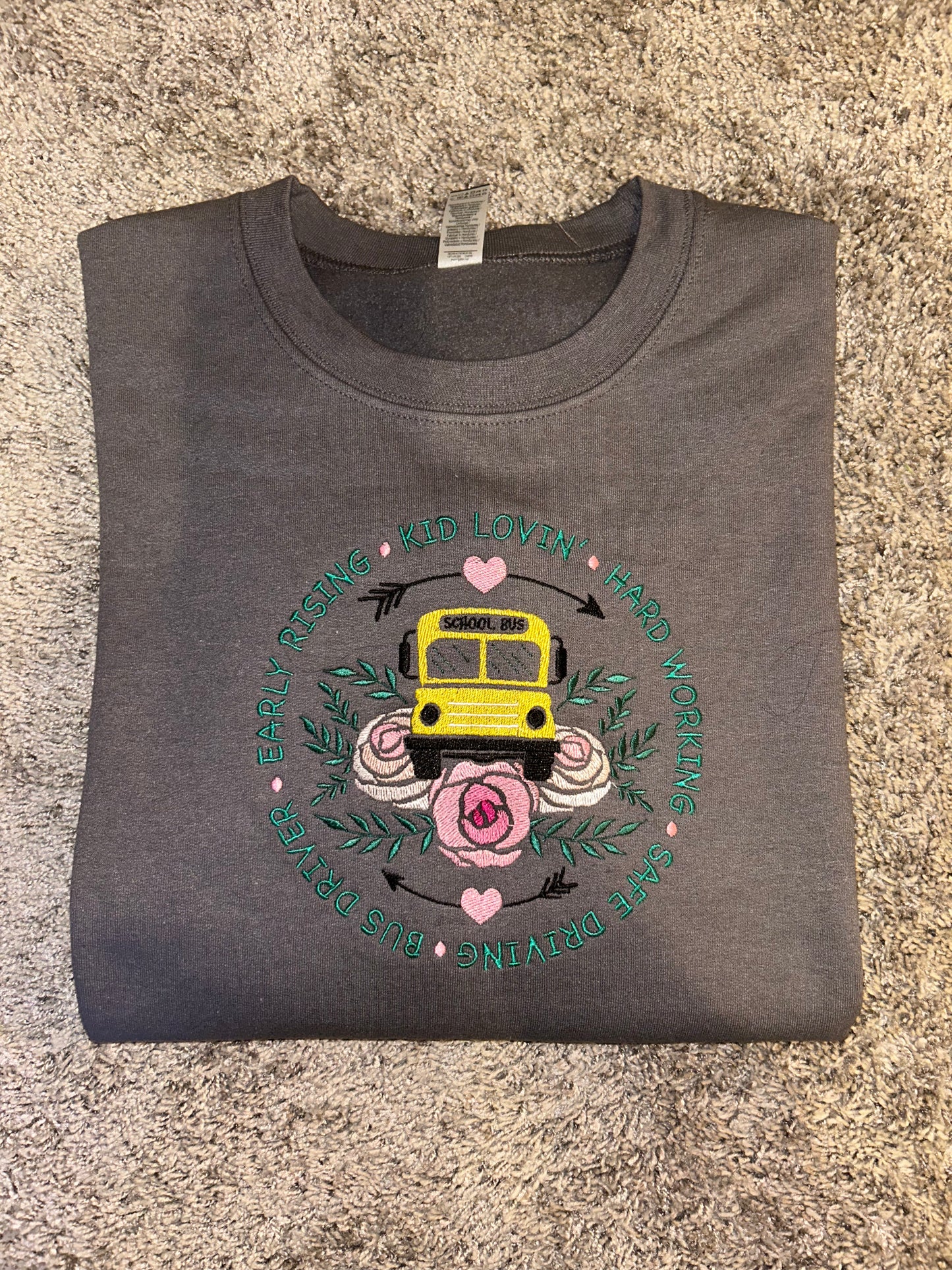 School bus driver embroidery sweatshirt