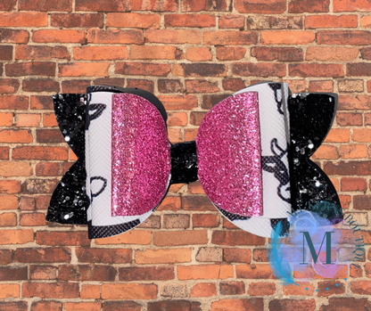 Pink glitter Cow bow