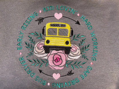 School bus driver embroidery sweatshirt