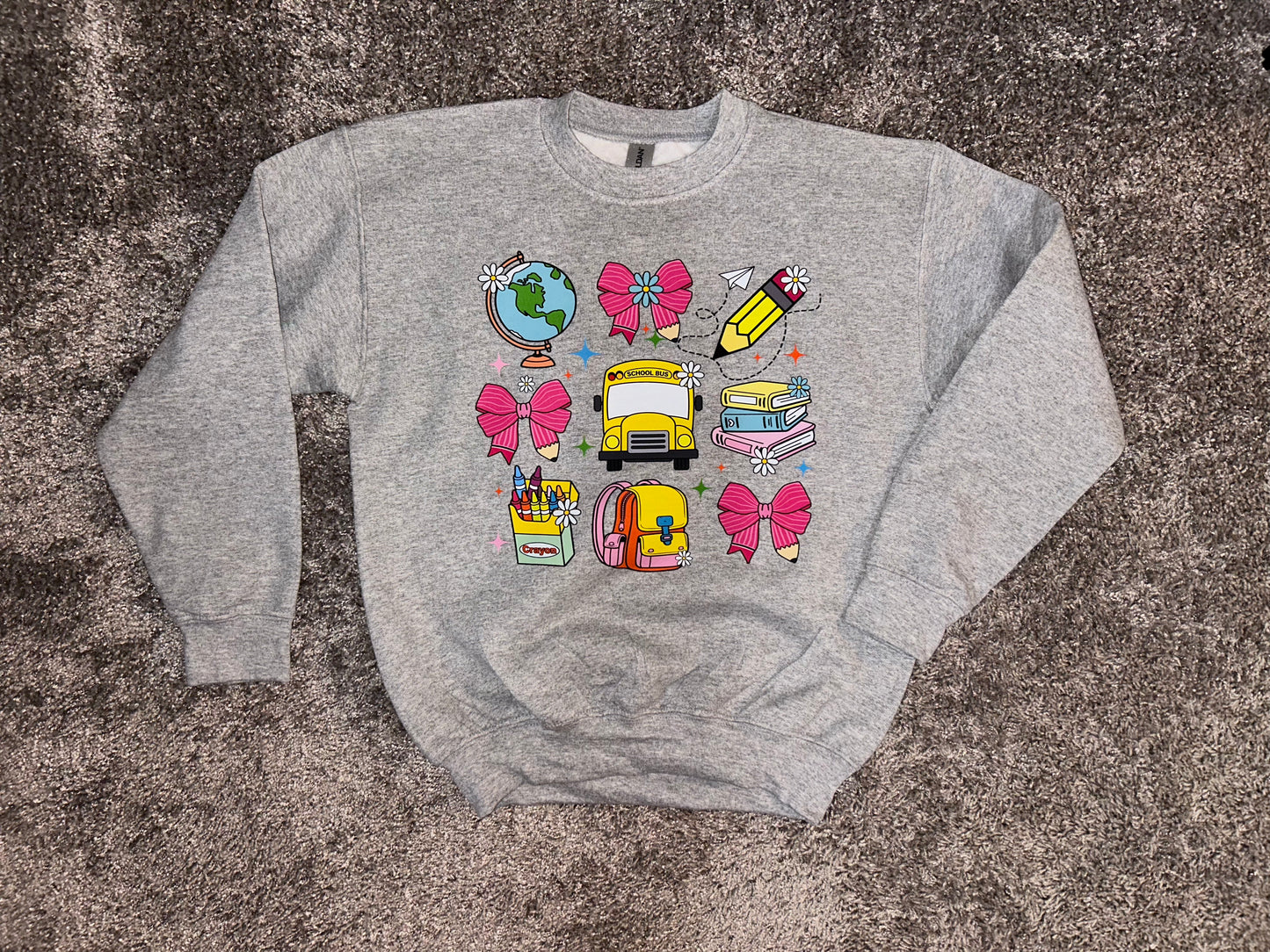 School coquette bow youth sweatshirt