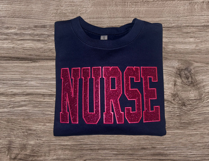Nurse glitter embroidered sweatshirt