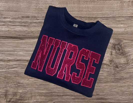 Nurse glitter embroidered sweatshirt
