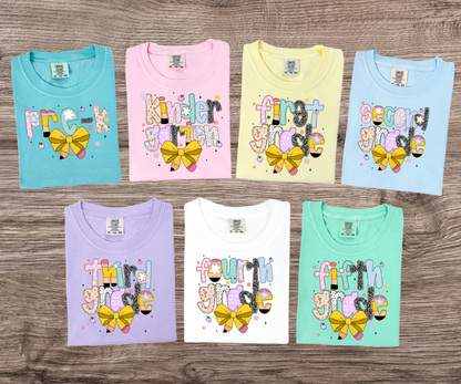 Back To school pencil coquette bow T