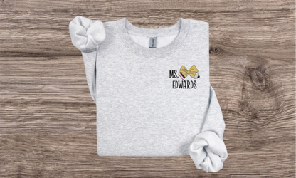 Personalized Teacher Pencil Bow Crewneck