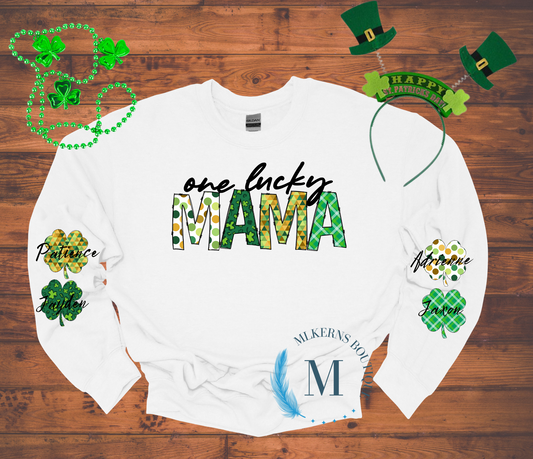 One lucky mama personalized sweatshirt