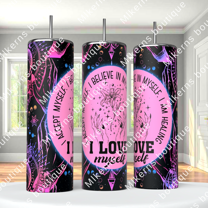 Celestial Positive I love myself tumbler